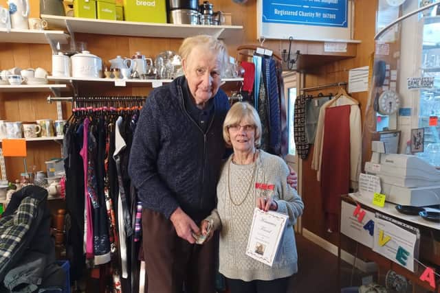 Mike Edmunds, who died on March 18, was a long-serving member of the League of Friends of the Tyrrell Hospital and is pictured here with founder Gloria Satchwell. Credit: Tyrrell LoF