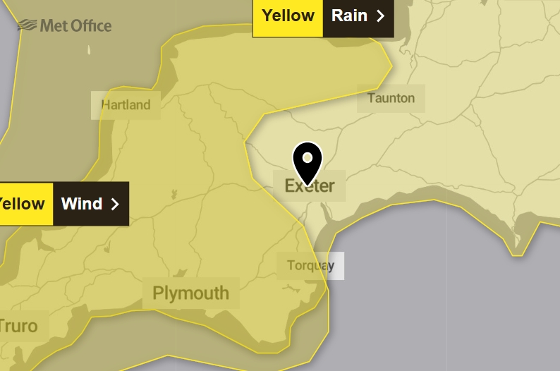 Storm Bram set to hit Exeter: heavy rain and strong winds bring flood risks