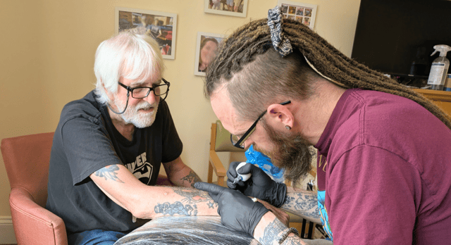 A Kenwith Castle resident has gained new tattoos 54 years after the last ones. Credit: Care South