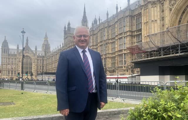 New North Devon Liberal Democrat MP Ian Roome outside the Houses of Parliament. Credit: Ian Roome