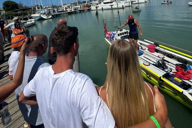 Waiting to greet him was his father Dave Hutchings, who has not flown in 30 years and who was a complete surprise to Gary, as well as his children Nicole and Sonny plus his brothers Mark and Ryan.
