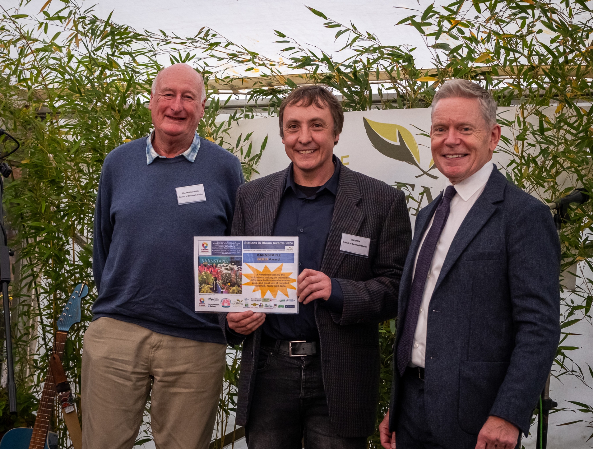 Blackmore Vale Rail Awards L-R: Graham Haywood (FOBRS treasurer), Tim Steer (FOBRS chair), Peter Williams South West Railway Commercial director. Photo by Alex Bowdery