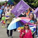 The Bideford Pride parade makes its way around Victoria Park. Credit: Graham Hobbs