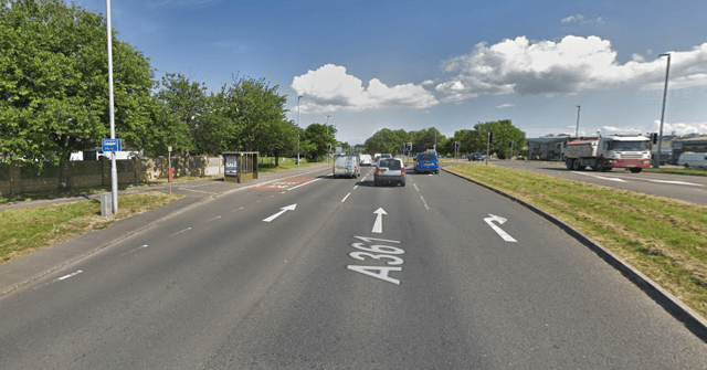 Existing bus lane on the A361. Image: Google Earth