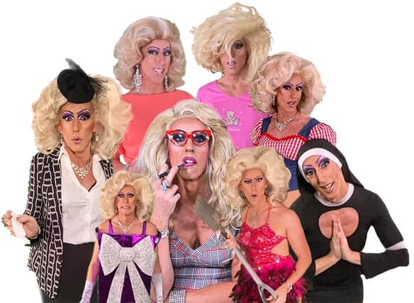 The many faces of entertainer and drag queen extraordinaire Fonda Cox. Credit: Fonda Cox