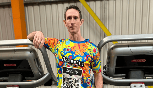 Andy donning the OddBalls running gear
