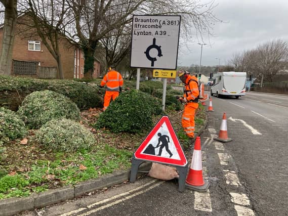 The Town Ranger team clearing the verges. Credit: BTC