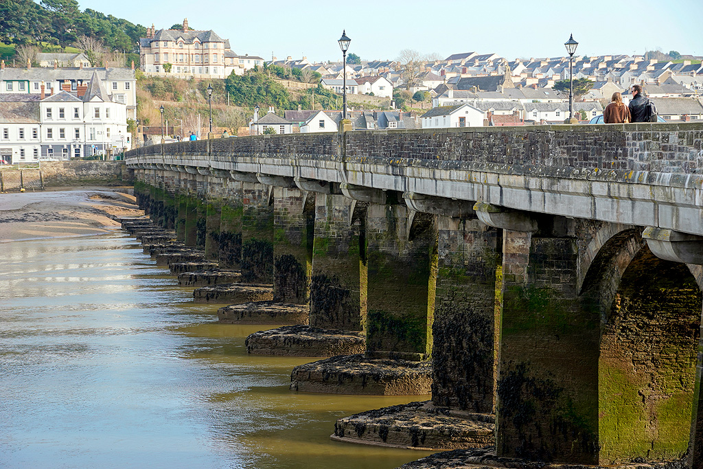 Bideford's Long Bridge is home to roosting starlings that have prevented the return of New Year's Eve fireworks. Credit: John Lucas