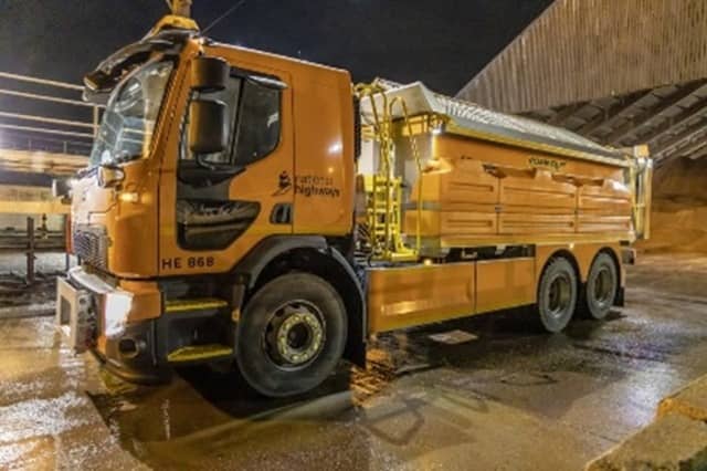 Look out for gritters spreading salt or using snow ploughs, and only overtake if it's safe to do so - National Highways