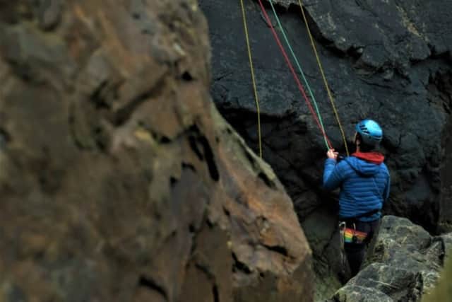 The Walk of Life prints capture the climbing of Dyer’s Lookout, a rock face near Hartland on the North Devon coast by UK traditional climber and local artist Tom Randall, who has established many first ascents all over the world and the American climber Anna Hazelnutt.