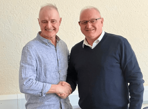 Veteran Stephen Boden (left) and Ian Roome MP