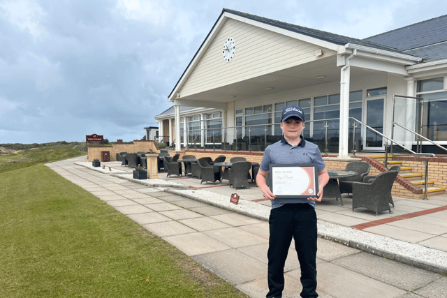 Troy holed his tee shot on the second hole of the West Course at Saunton Golf Club