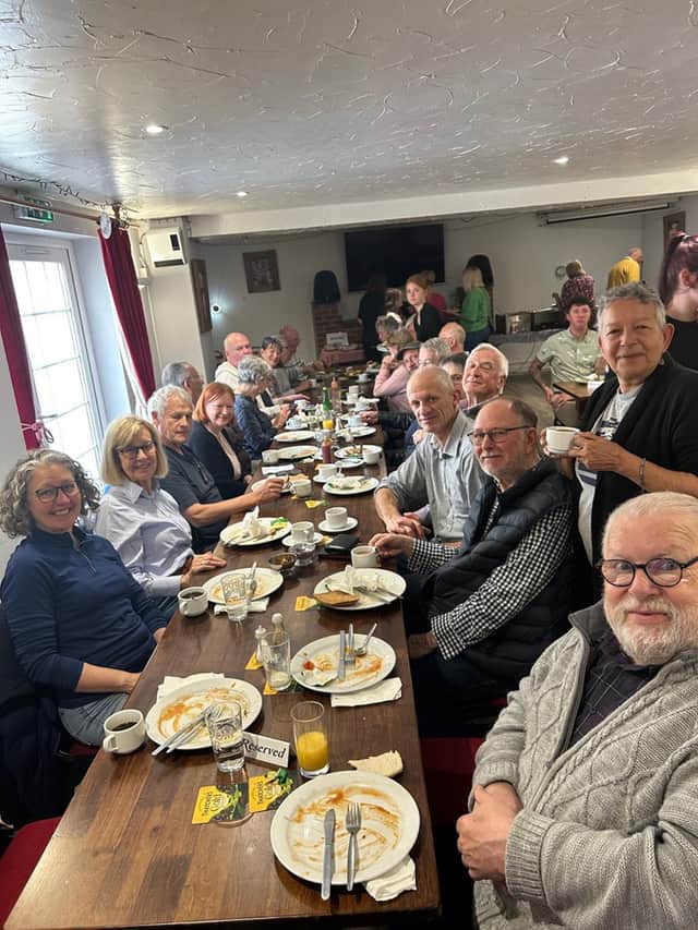 The Torrington and Roscoff twinners enjoy Mayfair breakfast at the Torrington Arms. Credit: TREG