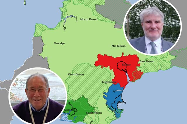 The leaders of Torridge and North Devon district councils, Ken James (left) and David Clayton (right) have been responding to the local government restructuring decision announced today.