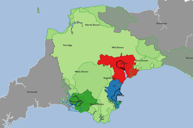 How the redrawn map of Devon's councils will look under the chosen options.