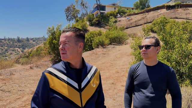 Carl Medland as the paranormal investigator called in by real-life couple Daniel P Lopez, pictured, and Arthur Porter. Credit: My Production
