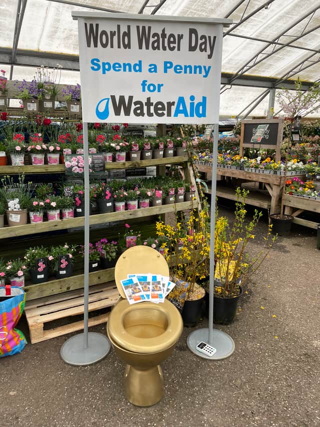 Barnstaple Soroptimists also campaign to support international issues, such as this novel approach urging people to ‘spend a penny’ to help Water Aid. Credit: Barnstaple Soroptimists