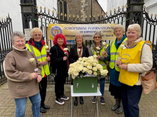 The Soroptimists marking International Women's Day in Barnstaple.
