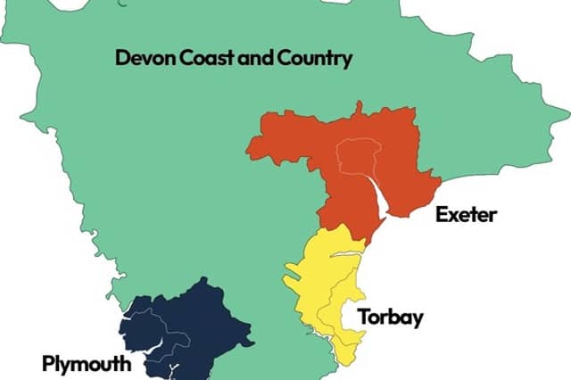 How the council map of Devon would have looked if the restructuring plans had gone ahead.