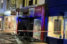 The fire damaged shop on Barnstaple high street