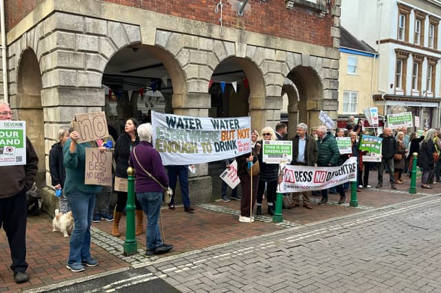 Protesters against the AI data centre proposed for Torrington. Credit: Alison Stephenson