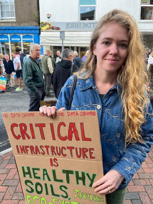 Protester Daisy Hiron Snow said data centres were not “critical infrastructure.” Credit: Alison Stephenson
