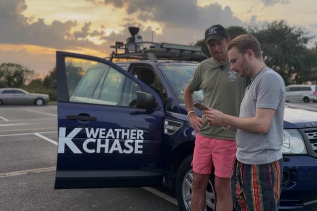 UK Weather Chase uses their rapid weather response vehicle known as Storm Force One (SF1), which was named and voted on by their social media following