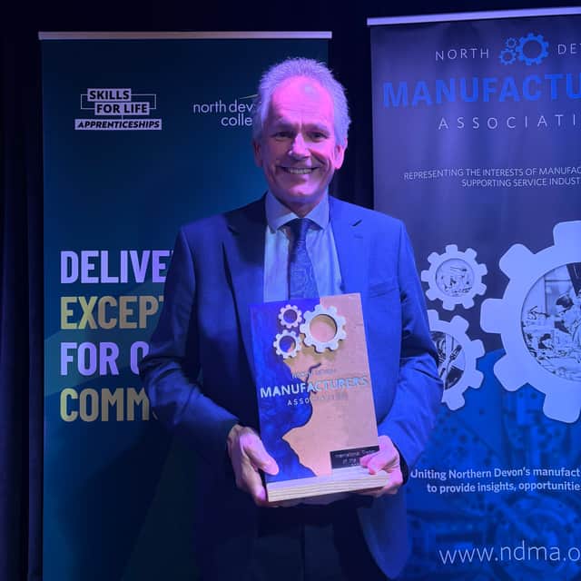 Paul Parsons, business development director international at SEA, with the International Trader of the Year award presented to SEA at the North Devon Manufacturing Awards. Credit: SEA