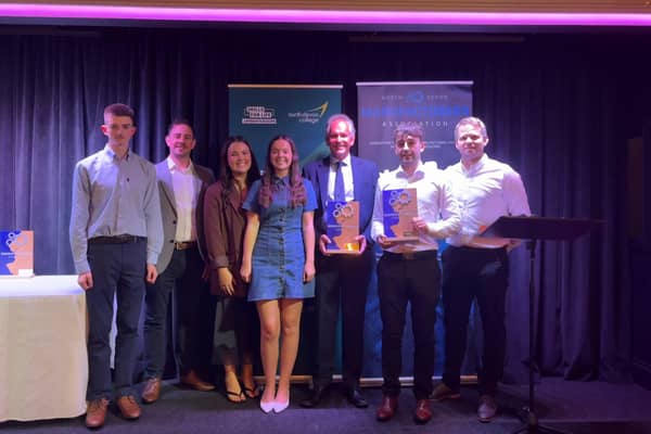 Some of the SEA Barnstaple team at the North Devon Manufacturing Awards, Pictured are Oliver Smith, Chris Standen, Chloe Condliffe, Maisie Boyne, Paul Parsons, award winner Liam Smith and Jamie Bright.