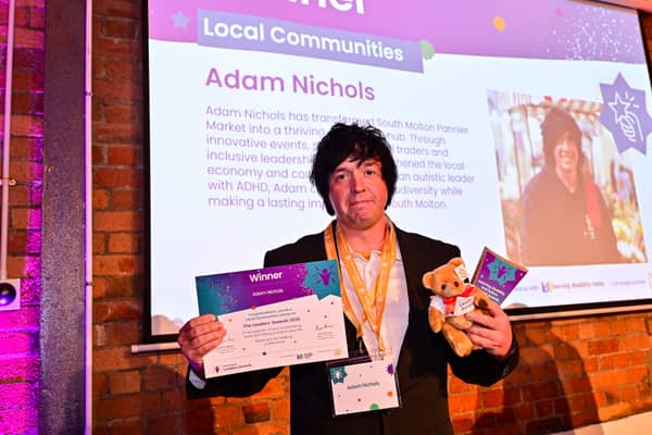 Adam Nichols with his Dimensions Leaders’ Award at the awards ceremony in Bristol on October 20.