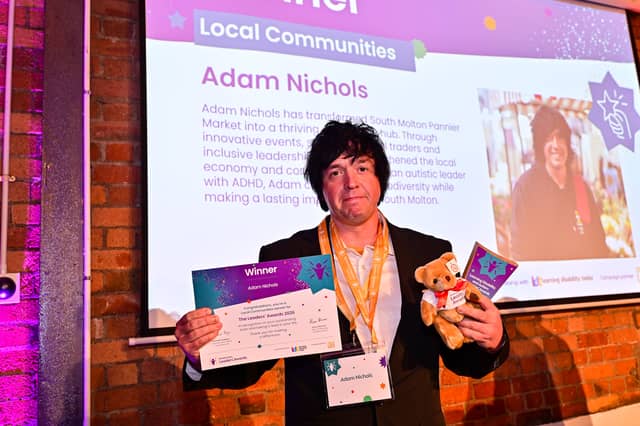 Adam Nichols with his Dimensions Leaders’ Award at the awards ceremony in Bristol on October 20.