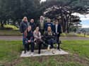 Gathered to unveil the bench dedicated to former Ilfracombe mayor and councillor Mike Edmunds are Mike’s stepdaughter Lorraine, Councillor Terry Elliott, Ilfracombe Mayor Mark Fay, Ray, Mike’s stepdaughter Sam and his granddaughters Lucy, Natasha and Caitlin.