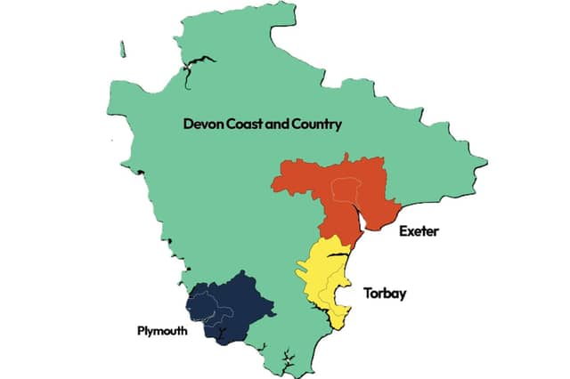 A map showing the plan for Devon chosen by the last government administration, which may not happen now.