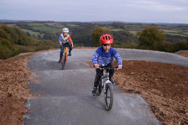 The cycle pump track at Woolley Woods offers berms and jumps to suit all ages and abilities.