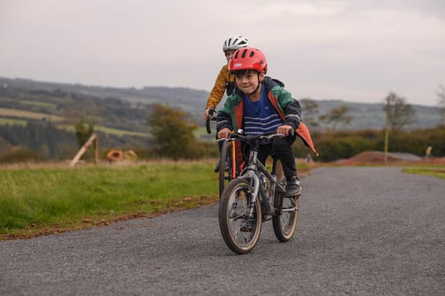 The pump track at Woolley Woods on the Arlington Estate, which is free to enter and use by cyclists of all ages, with trails for walkers too.