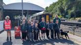 Scouts and FOBRS volunteer at Barnstaple railway station photo by Leon Morey