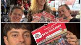 Pub Landlord Dawn and customers/models Louise and Paul (top) and Olympian Tom Daley with his calendar (bottom) Images- Dawn Michelin