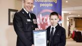 South Devon Police Commander Roy Linden presenting a commendation to Arthur Good (D&C Police)