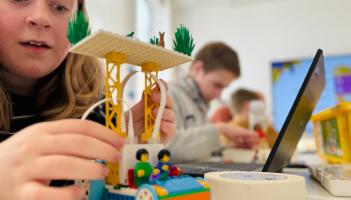 Children enjoying Lego Robotics session at Newton Abbot Library