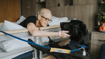 Hospice patient Sally and therapy dog Obie