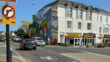 Barnstaple Square no right turn credit DCC-Google