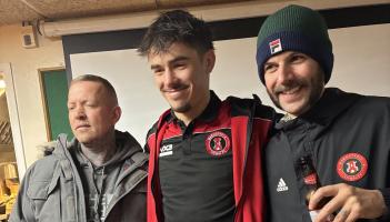 Man of the match Josh Parry with Barum fans