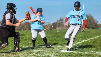 Ed Willmott steals home. Photo by Daniel Owen