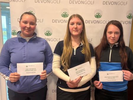 Girls' Order of Merit Belle Tarr (Churston), Emily Goddard (Royal North Devon), Mia Johnstone-Davis (Stover)