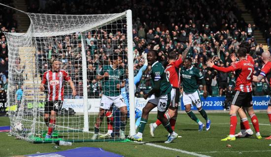 Plymouth Argyle v Exeter City. Pic from PPAUK