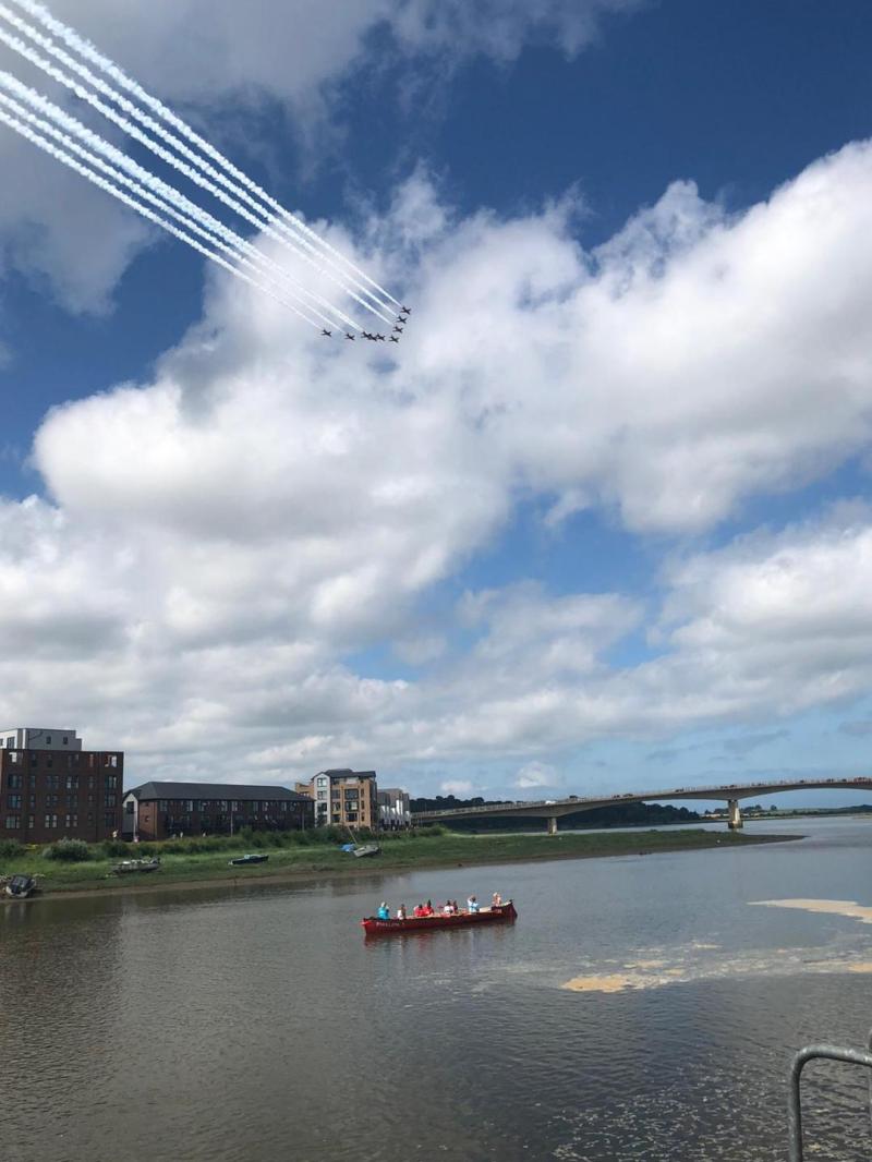 The Red Arrows over Barnstaple