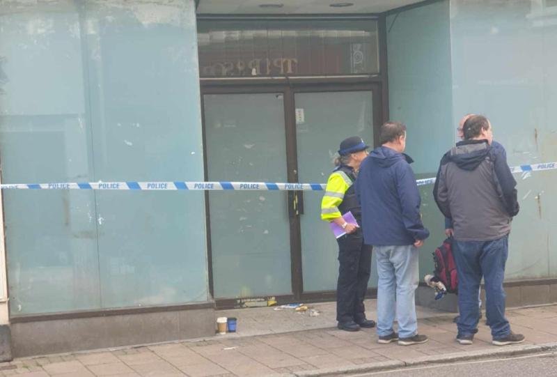 Police cordoned off the former Millets shop on Barnstaple High Street - Credit: Submitted