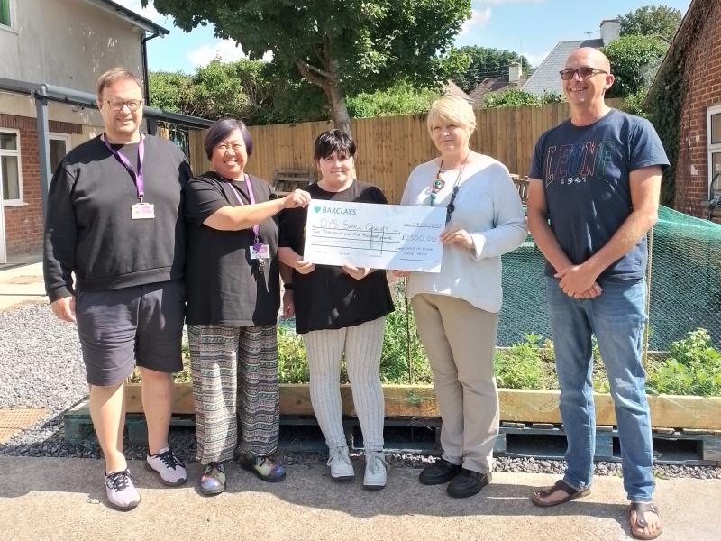 L-R Ace Aver, Paul Curtis, Laimei Curtis and Bart Boerboom from Space with Francis Bell of Barnstaple in Bloom (centre)