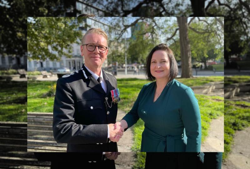 Chief Constable of Devon and Cornwall Police, Will Kerr OBE KPM with the region's Police and Crime Commissioner Alison Hernandez - Credit: OPCC
