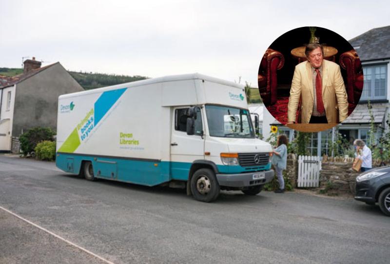 One of Devon's Mobile Libraries (Inset: Stephen Fry - Credit: Marco Raaphorst) - Credit: Libraries Unlimited